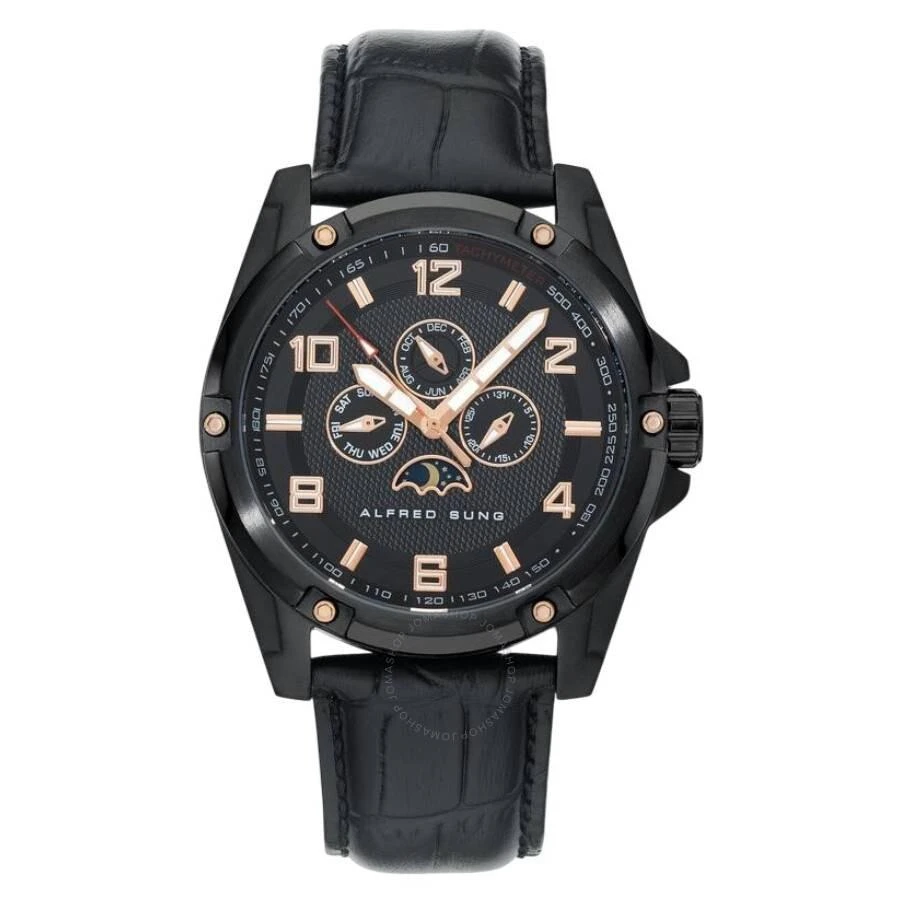 Alfred Sung Astral Quartz Moon Phase Black Dial Men's Watch AS1900BL-1A 1