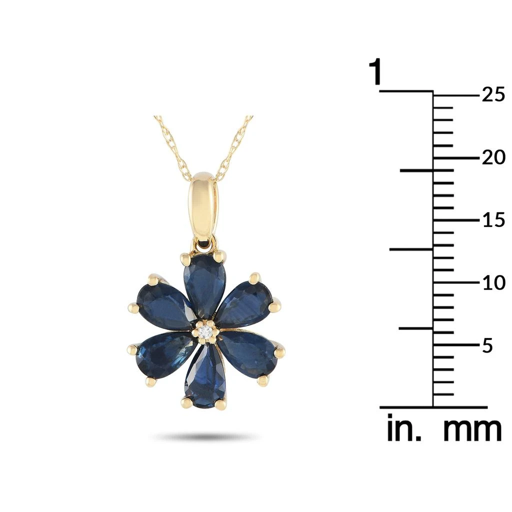 Non Branded 14K Yellow Gold 0.01ct Diamond and Sapphire Flower Necklace PD4-15845YSA 4