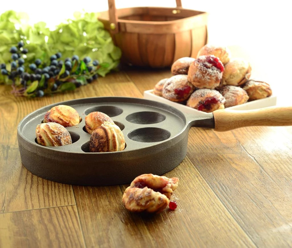 Norpro Deluxe Cast Iron Aebleskiver Stuffed Pancake Pan with Wood Handle 5