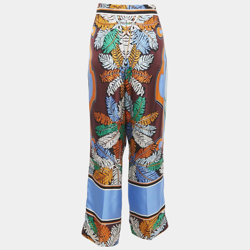 EMILIO PUCCI Emilio Pucci Multicolor Printed Silk Wide Leg Trousers L