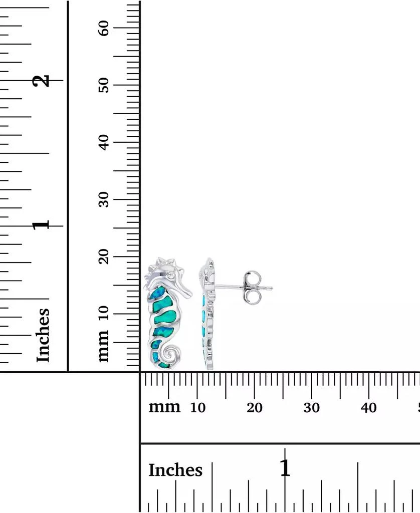 Macy
s Lab-Grown Blue Opal Seahorse Stud Earrings in Sterling Silver 3