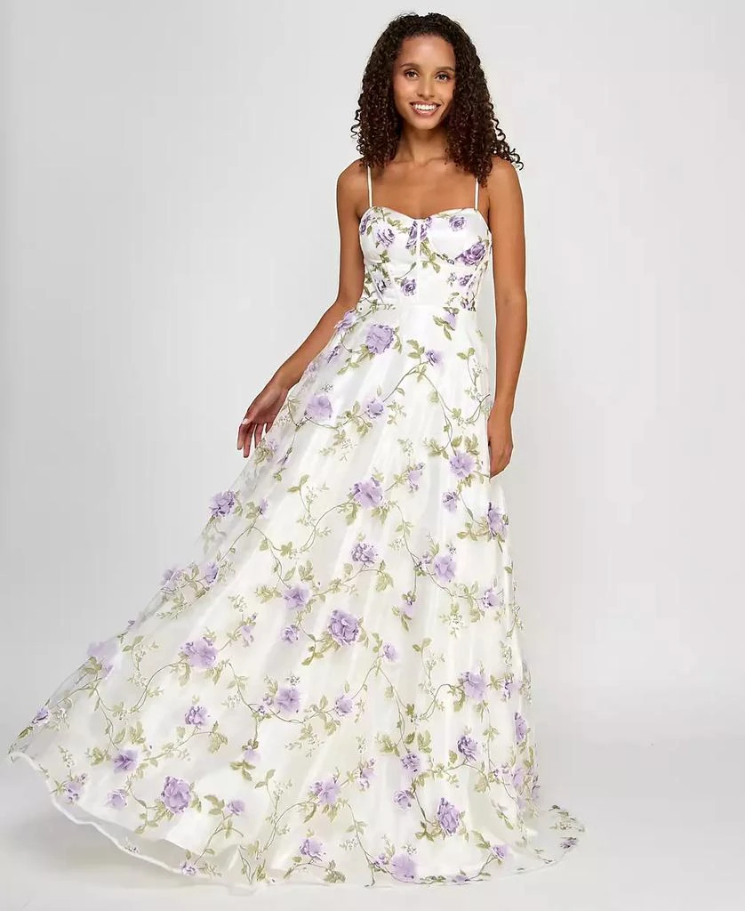 Say Yes Juniors' 3D Floral Embellished Ball Gown, Created for Macy's 1