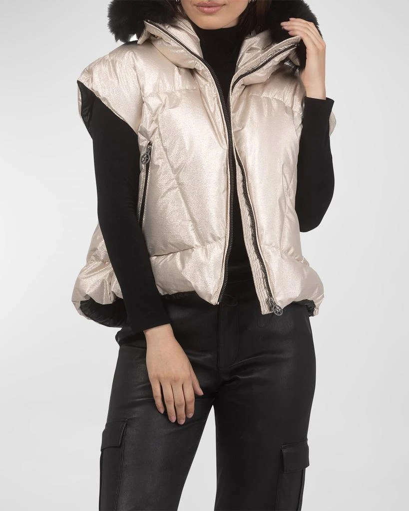 Gorski Apres-Ski Vest with Detachable Toscana Lamb Shearling Hood Trim 5