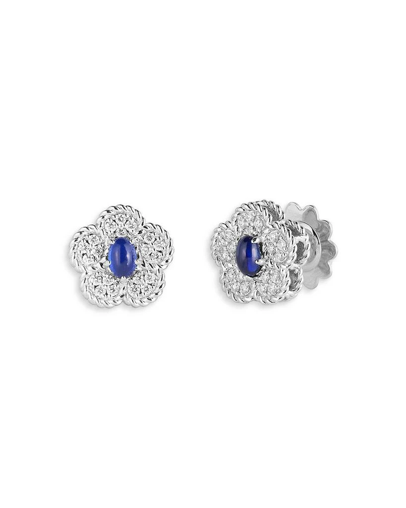 Roberto Coin 18K White Gold Daisy Blue Sapphire 
Diamond Flower Stud Earrings - Exclusive 1