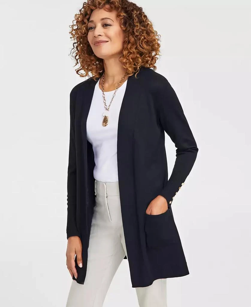 JM Collection Petite Open-Front Button-Cuff Cardigan, Created for Macy's 1