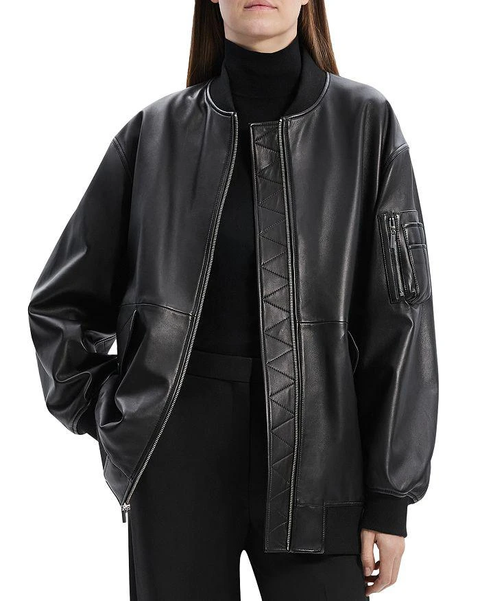 Theory Oversized Leather Flight Jacket 1