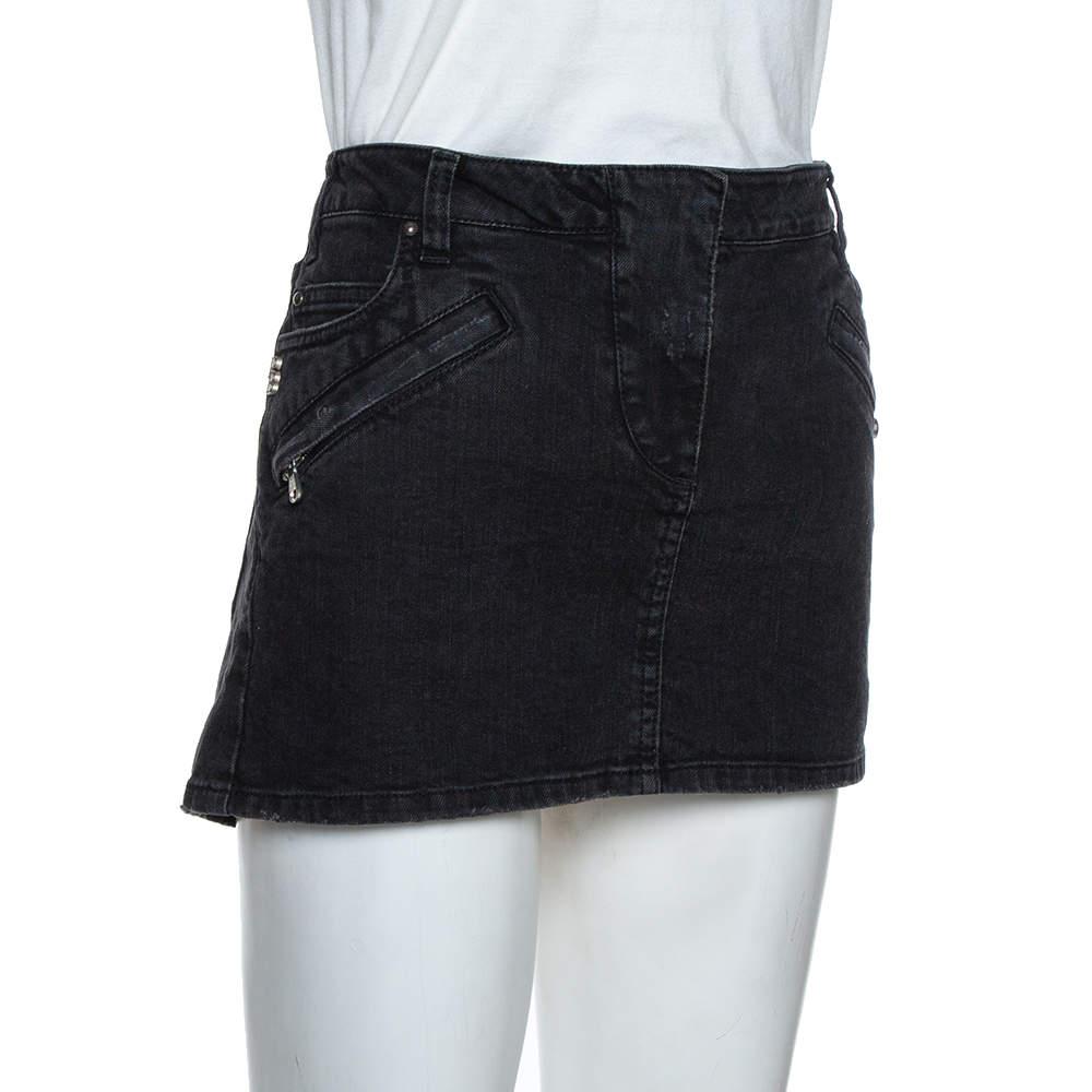 PIERRE BALMAIN Pierre Balmain Dark Grey Washed Denim Mini Skirt M