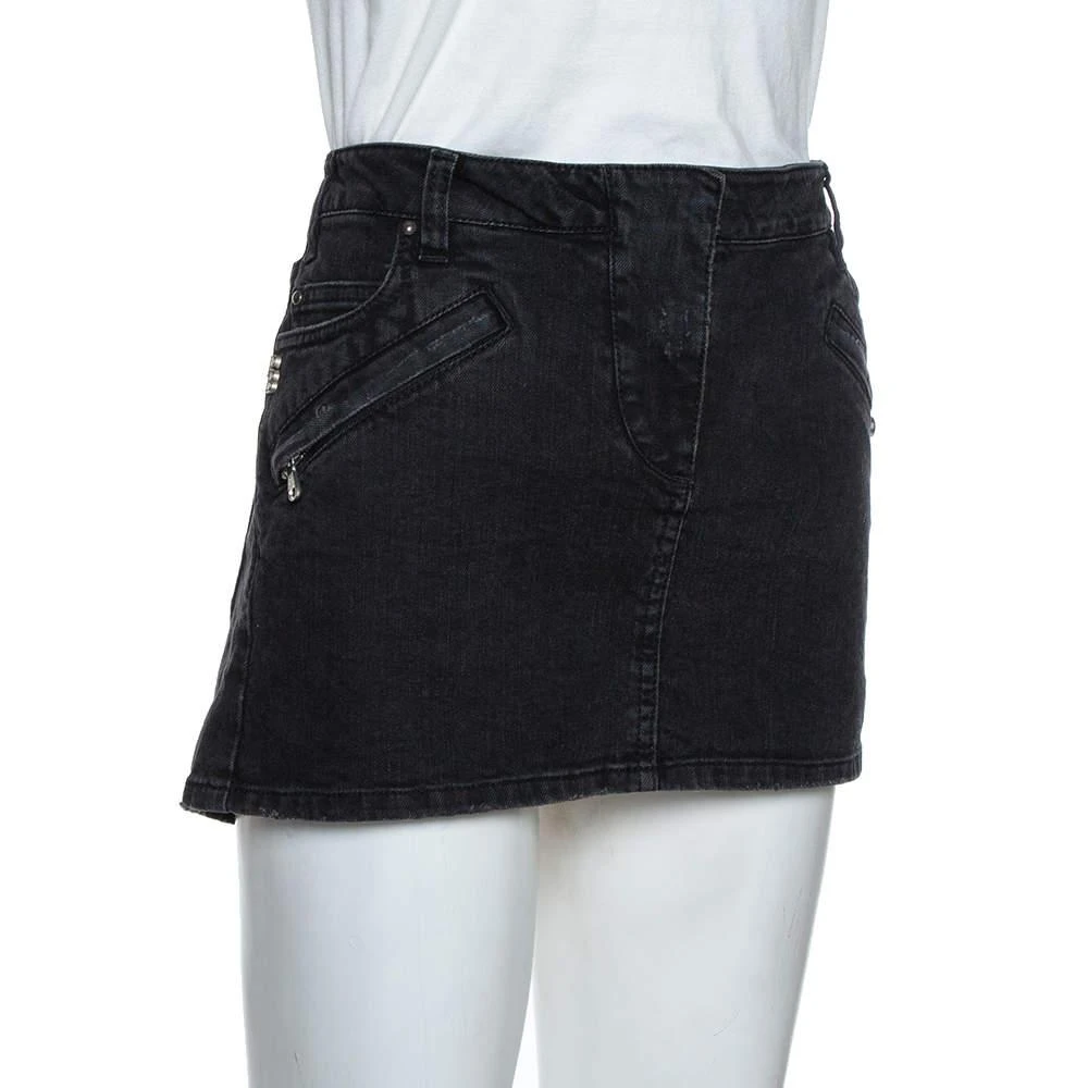 PIERRE BALMAIN Pierre Balmain Dark Grey Washed Denim Mini Skirt M 2