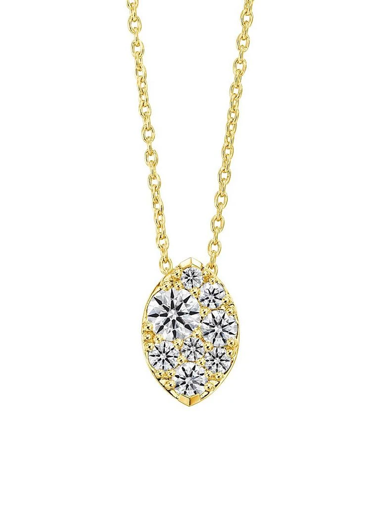 Hearts On Fire Tessa 18K Yellow Gold 
0.23-0.37 TCW Diamond Marquise Cluster Pendant Necklace 1
