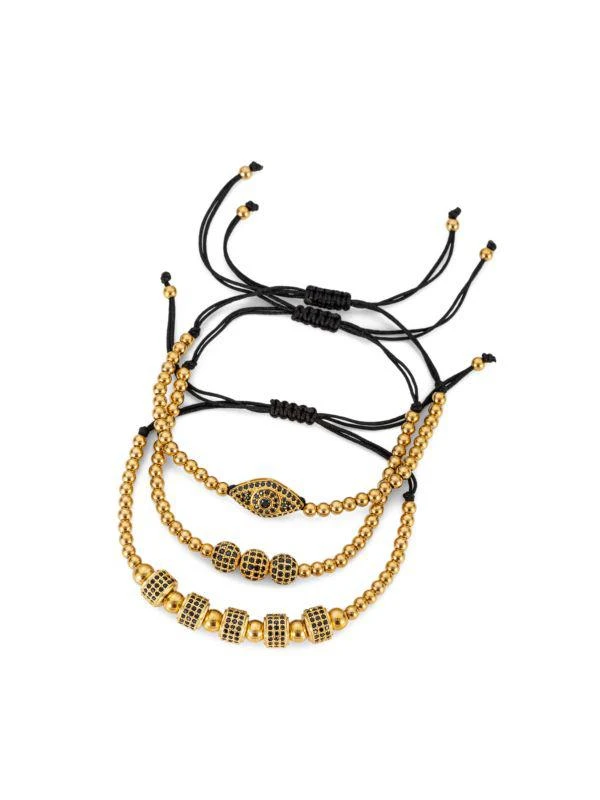 Eye Candy LA Hudson 3-Piece Evil Eye Stretch Beaded Titanium Bracelet 3