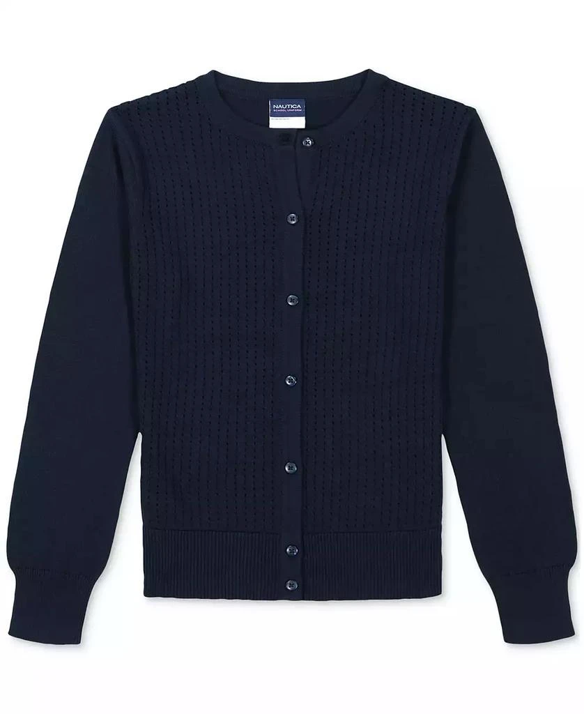 Nautica Little Girls Uniform Pointelle Cardigan 1