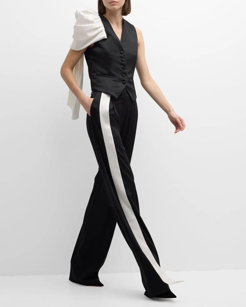 Hellessy Stahl Mid-Rise Contrast Ribbon Wide-Leg Pants 7