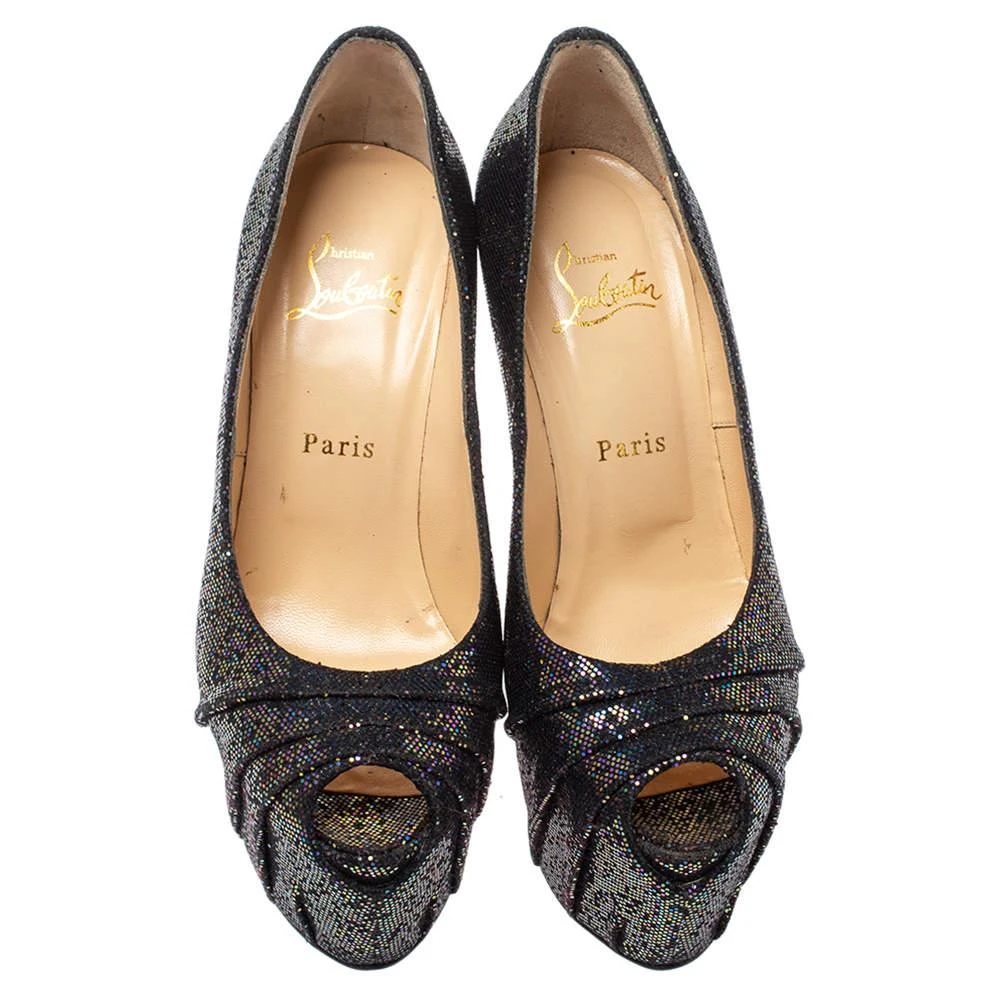 Christian Louboutin Christian Louboutin Black Glitter Fabric Drapesse 160 Spotlight Pumps Size 38 3