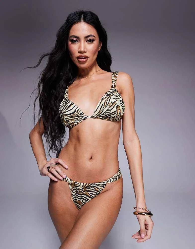ASOS ASOS DESIGN Gia  high apex triangle bikini top in animal print 1