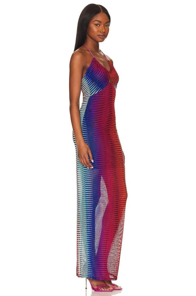 Steve Madden Albina Maxi Dress Women Medium Multicolor Stretch Halter Neck VDA36 2