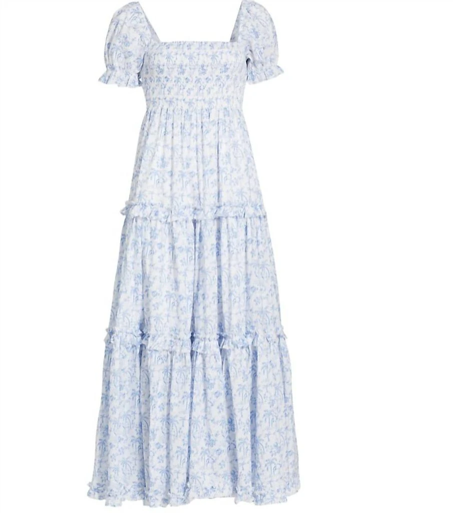 CAROLINE CONSTAS Zuri Maxi Dress In White Blue 4