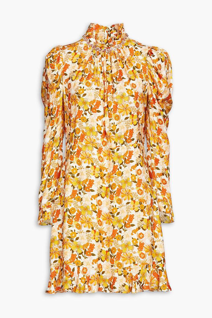 Sandro Ruched floral-jacquard mini dress