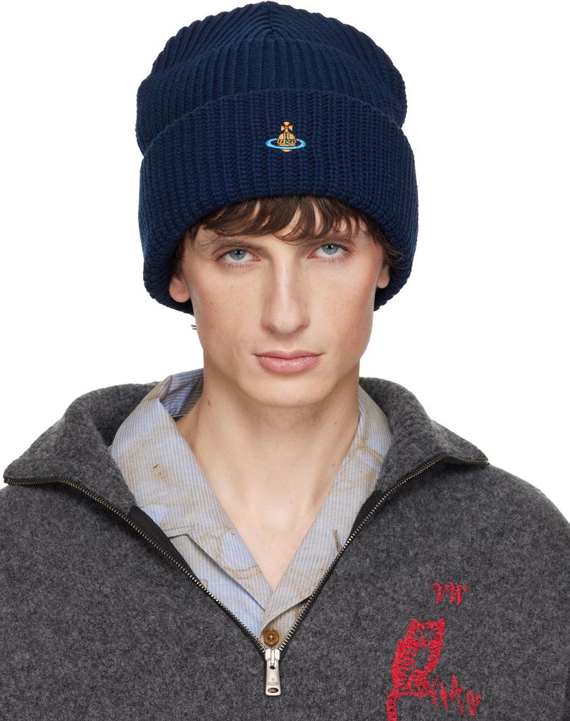 Vivienne Westwood スポーティービーニー Shop Navy Sporty Beanie on Sale at BeyondStyle – Get 52% Off Navy