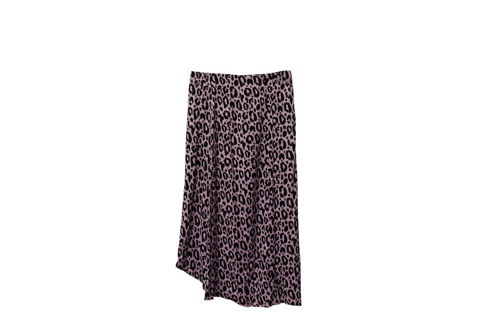 Maje Jipanta Leopard Print Front Slit Skirt in Pink Cupro 4