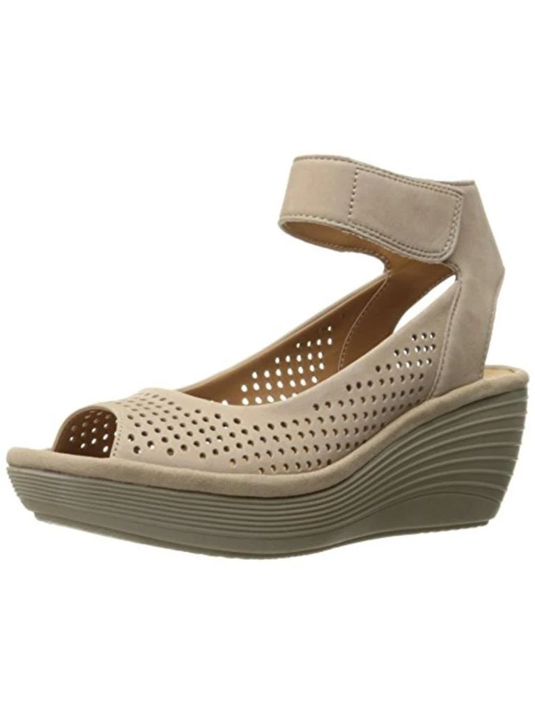 Clarks Reedly Salene Womens Nubuck Perforated Wedge Sandals 1
