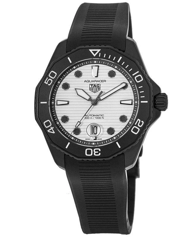TAG Heuer Tag Heuer Aquaracer 300M Automatic White Dial Rubber Strap Men's Watch WBP201D.FT6197 1