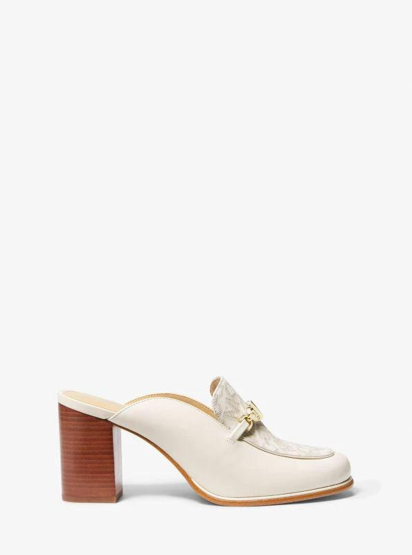 Michael Kors Tiffanie Leather and Empire Monogram Heeled Mule 2