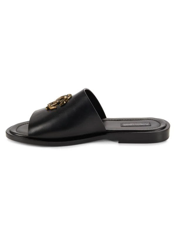 Roberto Cavalli Logo Leather Slides 4