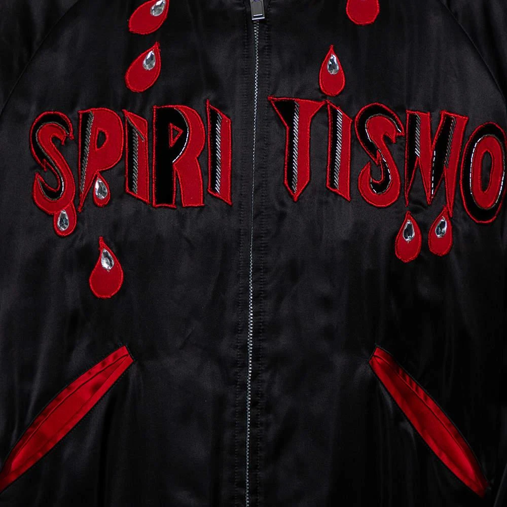Gucci Gucci Black Satin Contrast Trim Spiritismo Applique Detail Bomber Jacket M 5