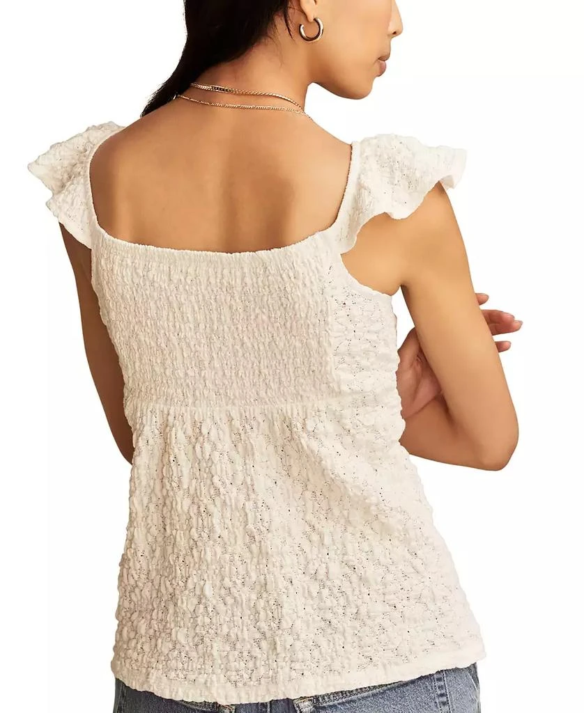 Lucky Brand Women's Textured Ruffle-Sleeve Babydoll Top 2