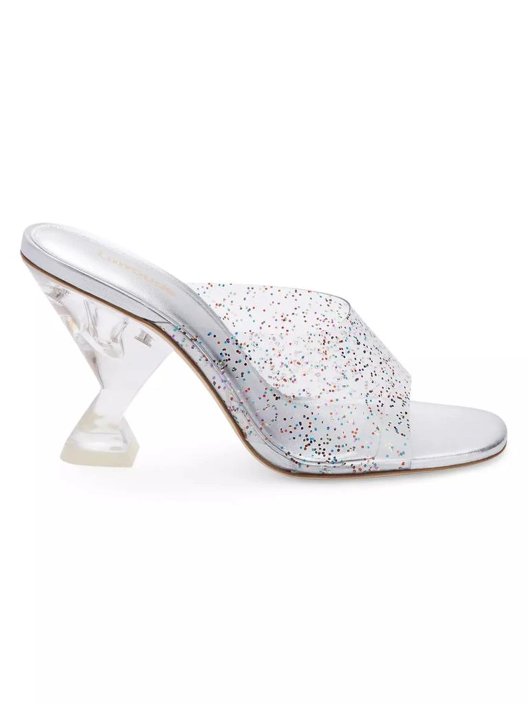 Larroude Madonna Lucite Glitter Vinyl Mules 1