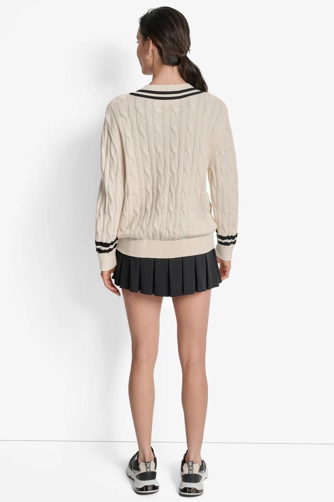 DKNY CABLE-KNIT TIPPED SWEATER