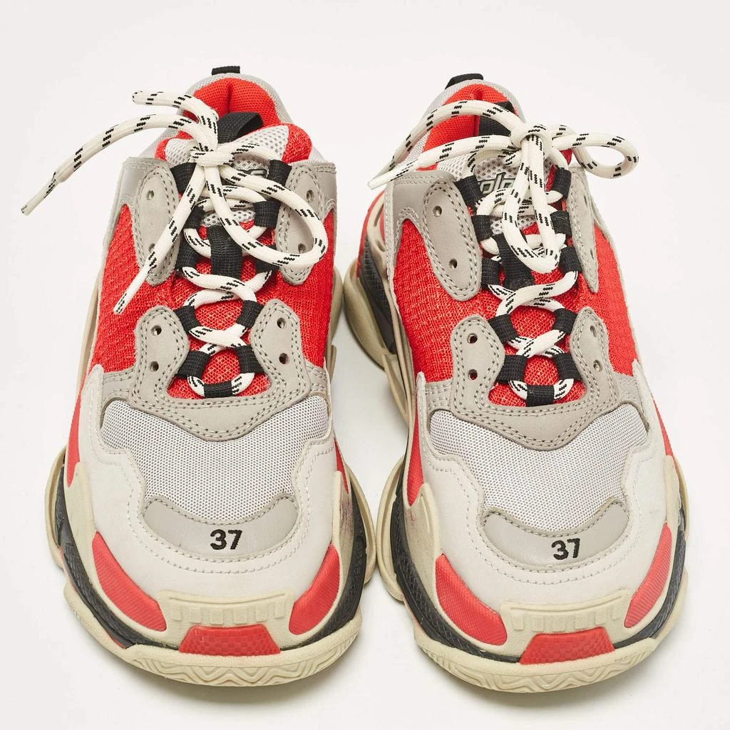 Balenciaga Balenciaga Grey/Red Faux Leather and Mesh Triple S Sneakers Size 37 3