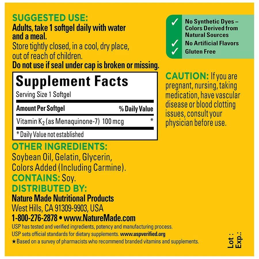 Nature Made Vitamin K2 100 mcg Softgels 3