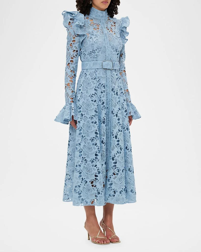 LEO LIN Aliyah Lace Butterfly-Sleeve Midi Dress 5