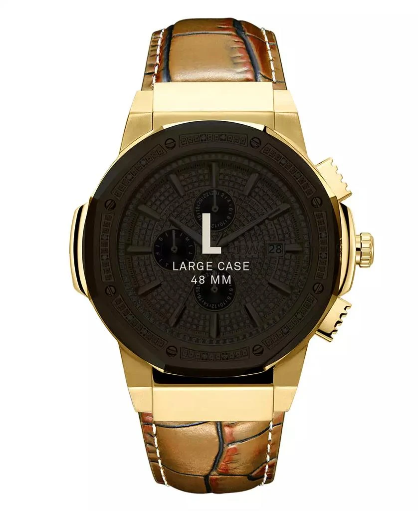 Jbw Men's Saxon Brown Leather Band Watch, 48mm 5