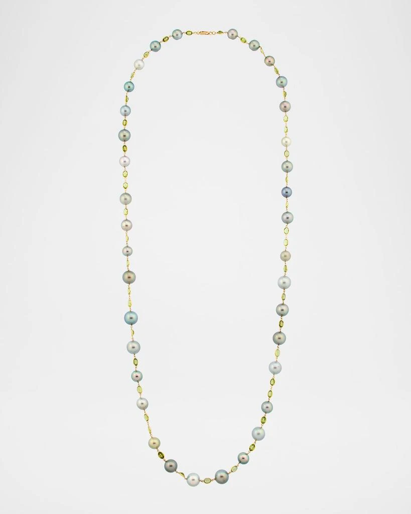 BELPEARL 18K Yellow Gold Tahitian Pearl and Peridot Necklace, 32"L 1
