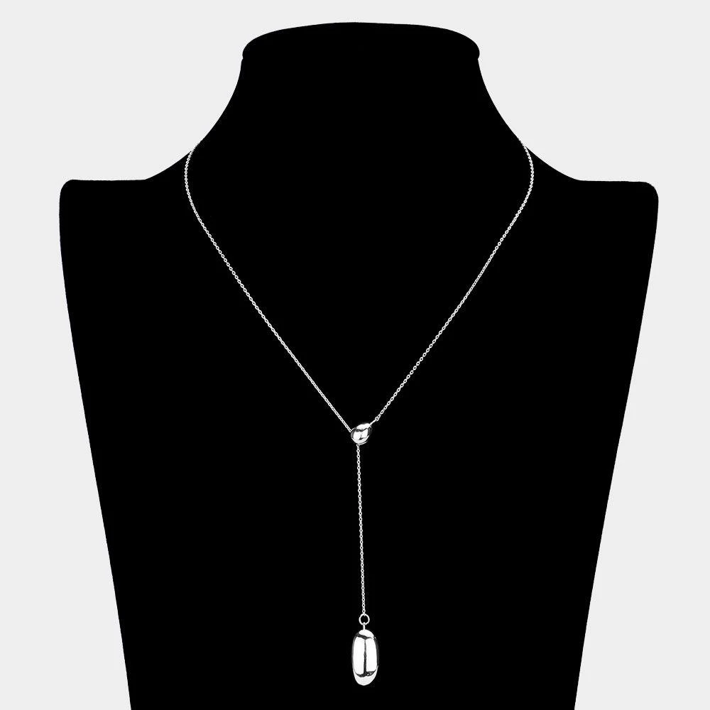 FASHNZFAB Double Metal Pendant Sliding Necklace 2