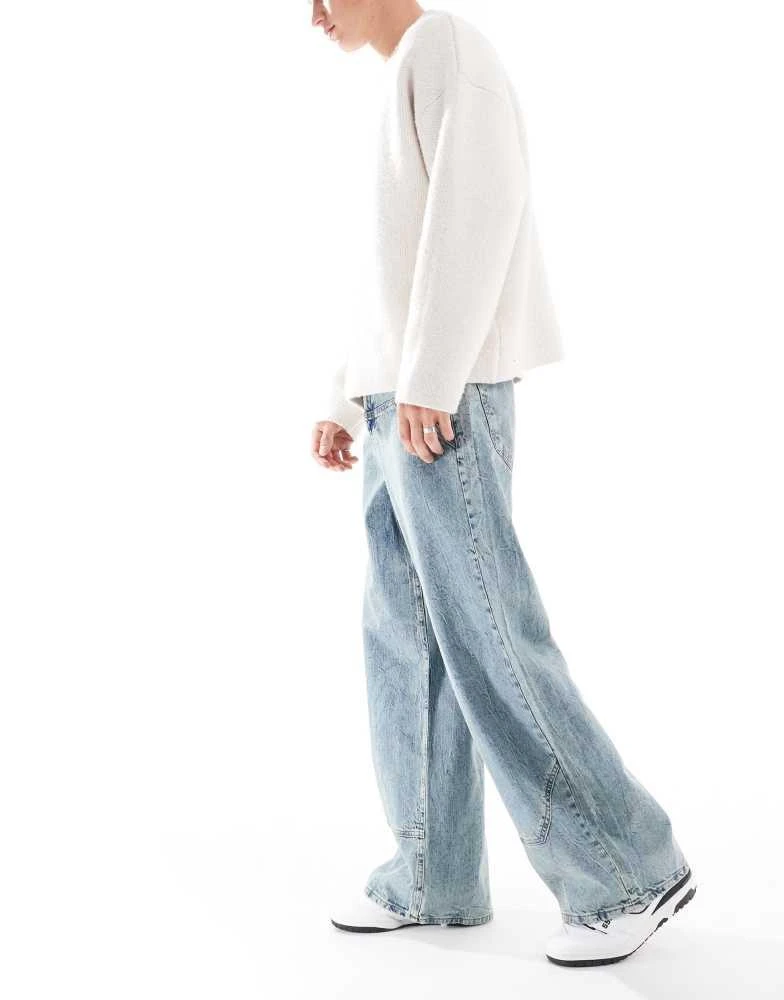 ASOS ASOS DESIGN super baggy carpenter jeans in mid wash blue 2