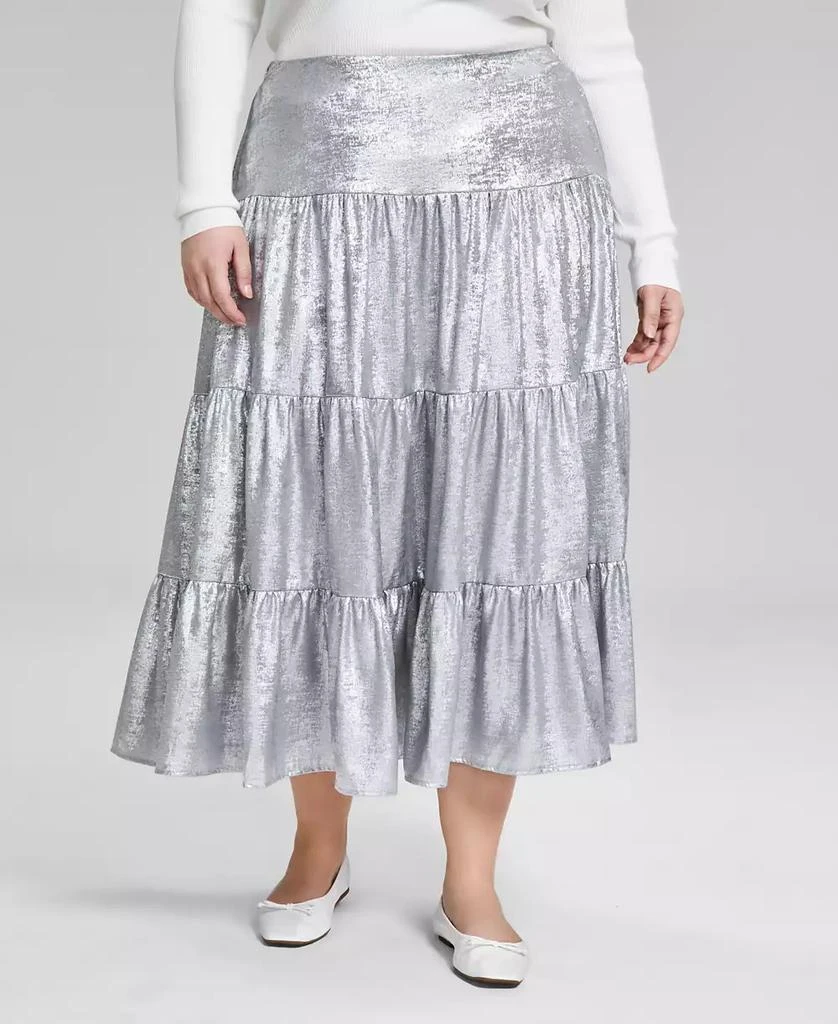 And Now This Trendy Plus Size Metallic Tiered Skirt, Created for Macy's 3