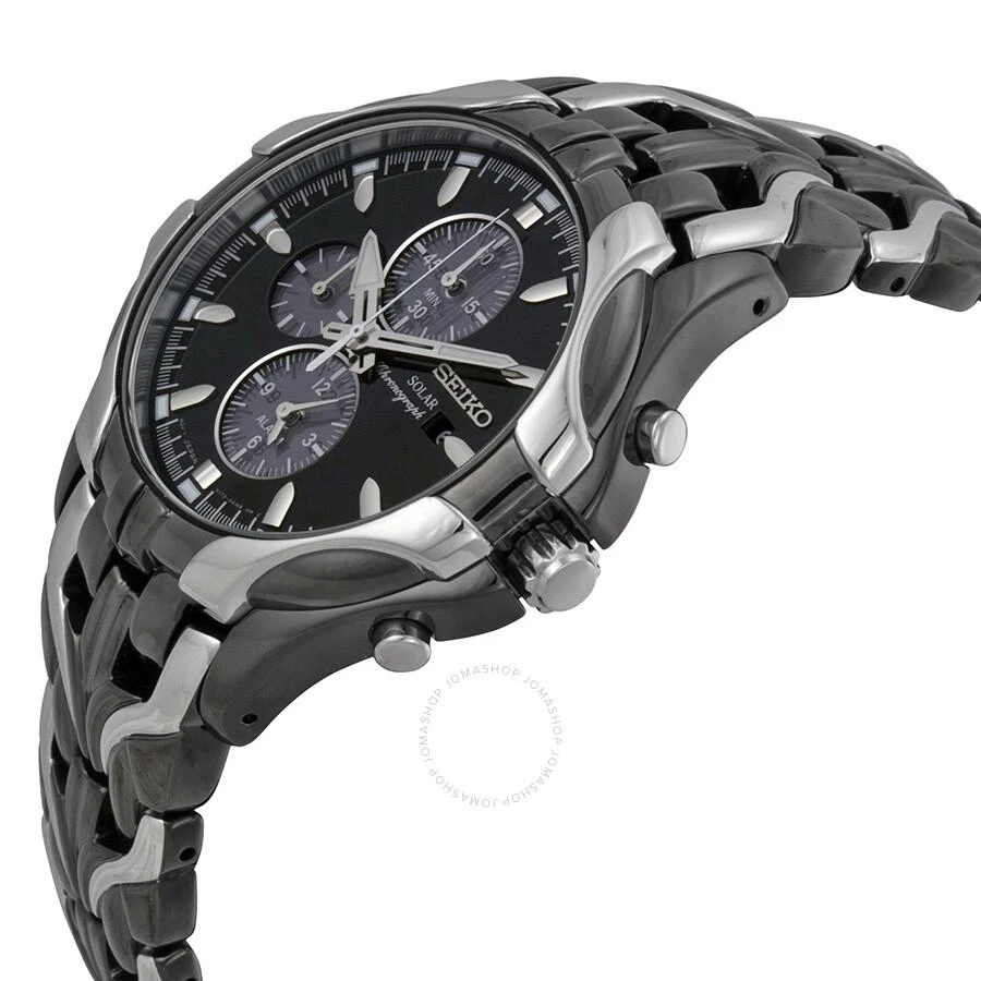 Seiko Solar Chronograph Black Dial Stainless Steel Men's Watch SSC139 2