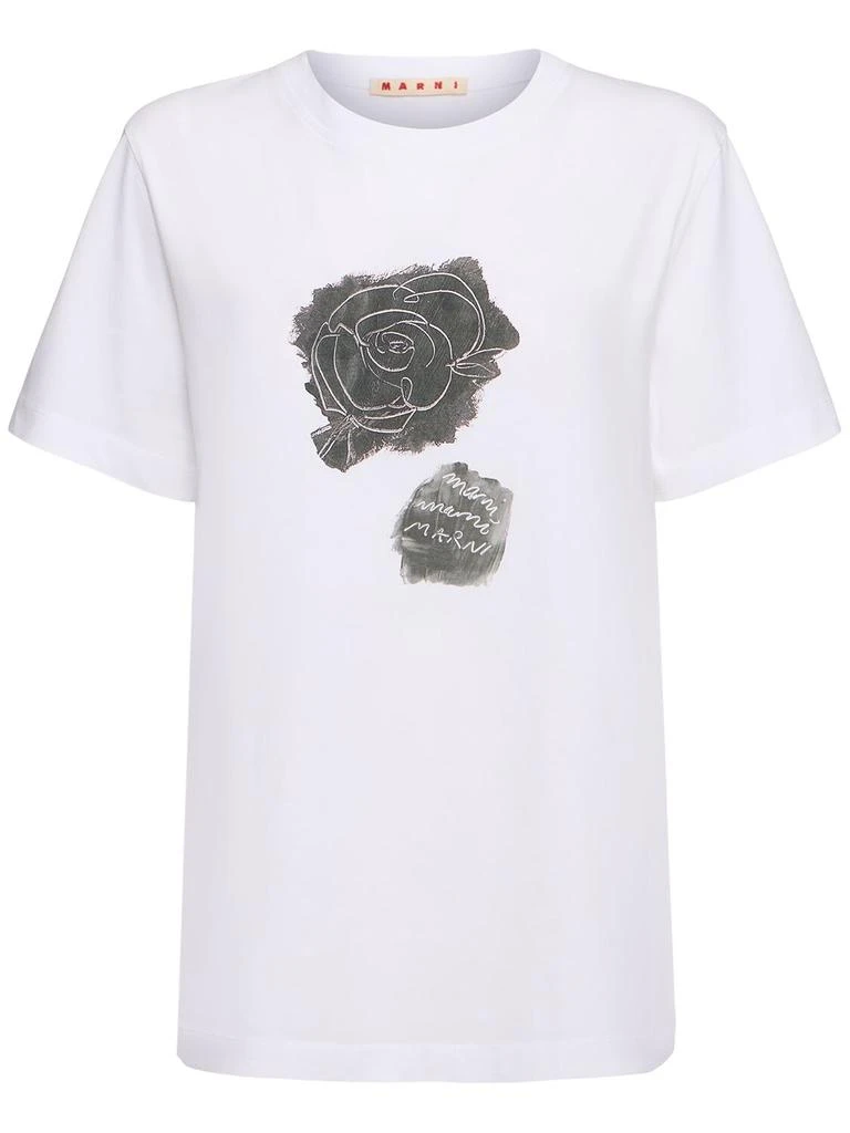 Marni Printed Rose Brushed Cotton T-shirt 1