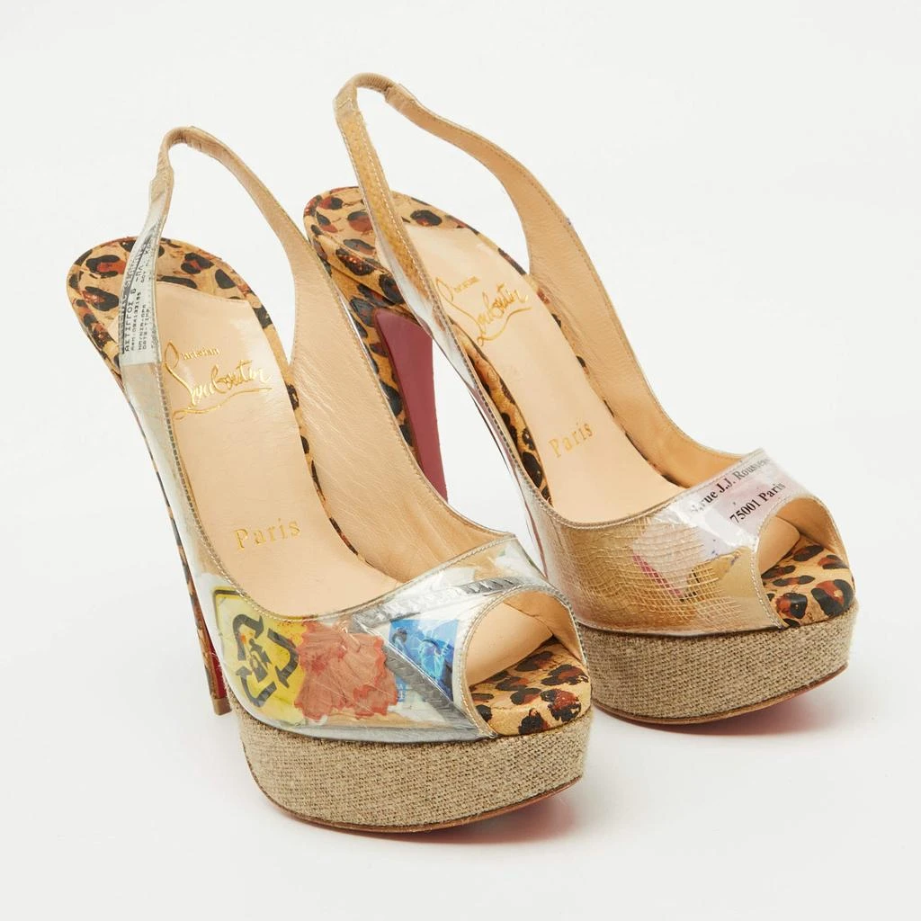 Christian Louboutin Christian Louboutin Multicolor PVC Eco Trash Peep Toe Platform Slingback Pumps Size 35.5 4