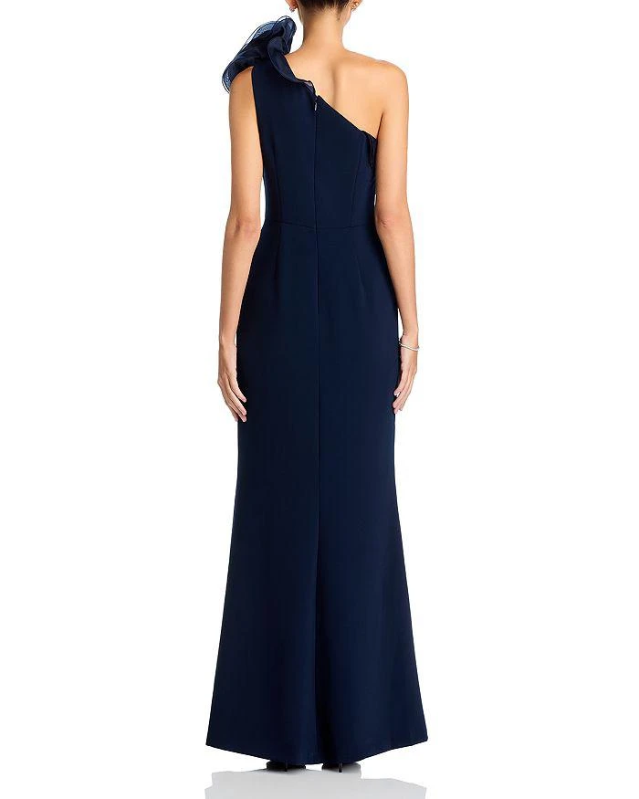 Teri Jon One Shoulder Crepe Column Gown 3
