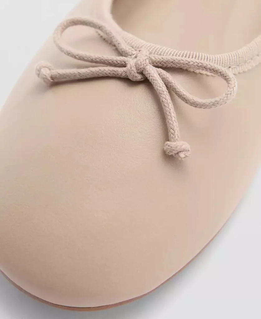 Mango Women's Bow Detail Leather Ballet Flats 2