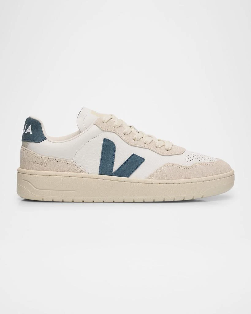 Veja V-90 Mixed Leather Low-Top Sneakers 1