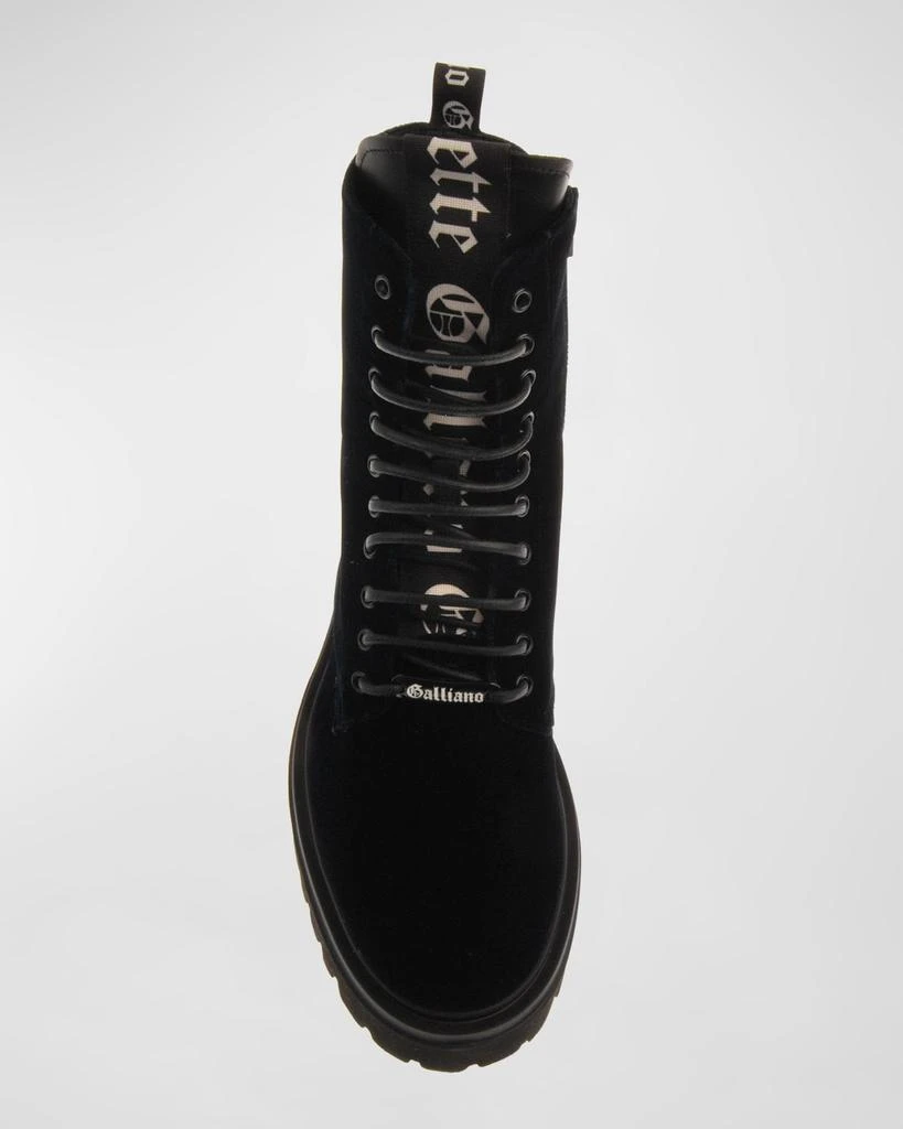 John Galliano Paris Men's Lug Sole Velvet Combat Boots 5