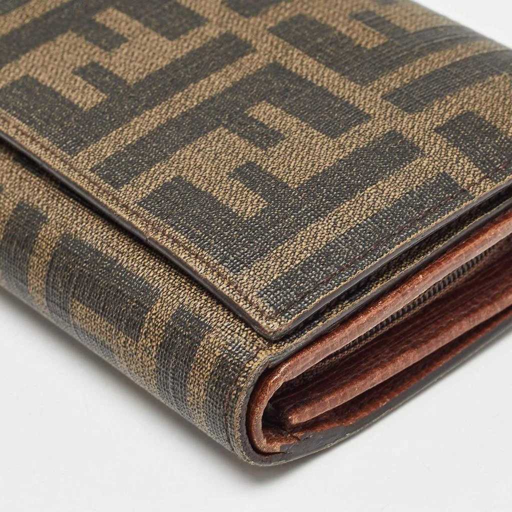 Fendi Fendi Tobacco Zucca Coated Canvas Trifold Flap Continental Wallet 14