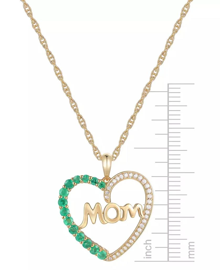 Macy's Lab-Grown Emerald (5/8 ct. t.w.) & Lab-Grown White Sapphire (1/10 ct. t.w.) Mama 18" Pendant Necklace in 10k Gold 3