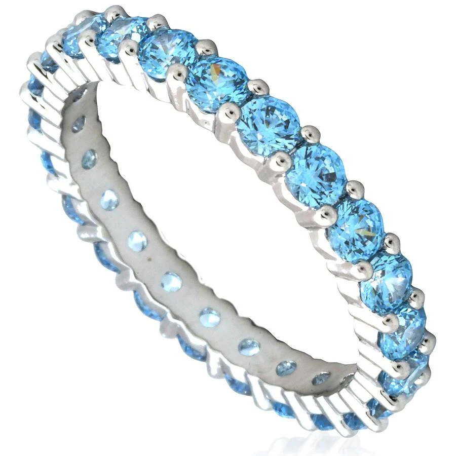 Swarovski Rhodium Plated Blue Round Cut Matrix Ring