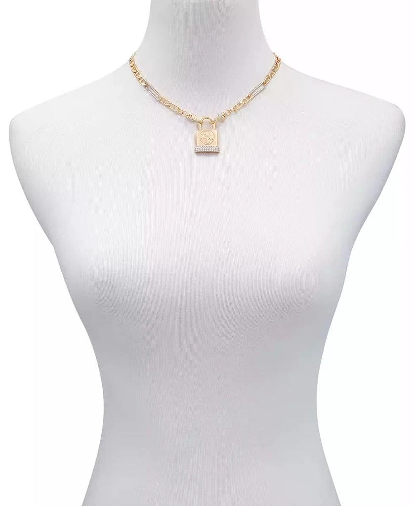 GUESS Pavé Logo Padlock Pendant Necklace, 16" + 2" extender 2